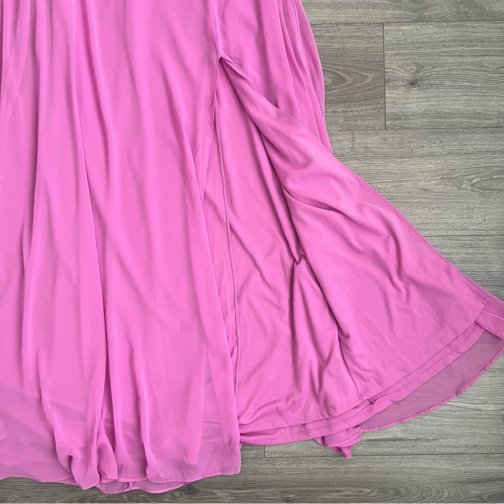 LOVELY Diamond Halter Maxi Dress Size 12 Orchid Pink Lux Chiffon Side Slit NWT - Picture 6 of 10